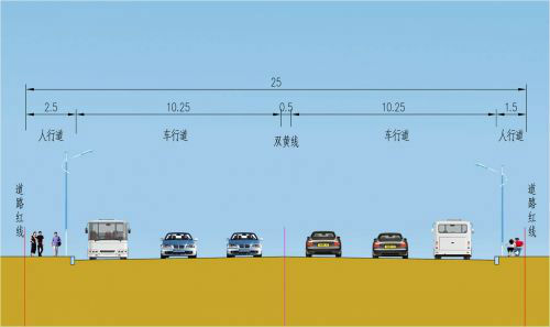 釣魚臺(tái)路改造截面圖